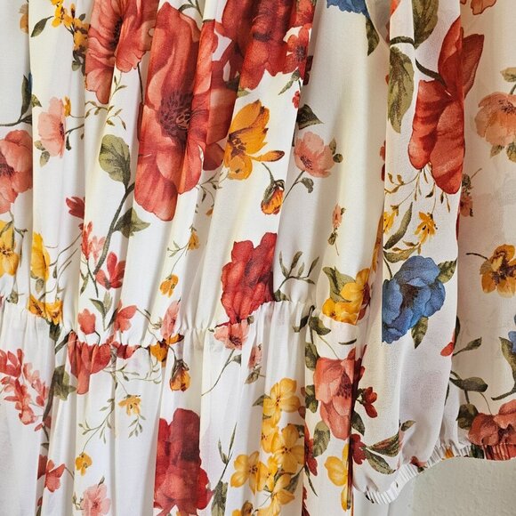 Forever 21 + Plus Size Floral Print Dress Sundress Maxi Off Shoulders 1X - Picture 5 of 10